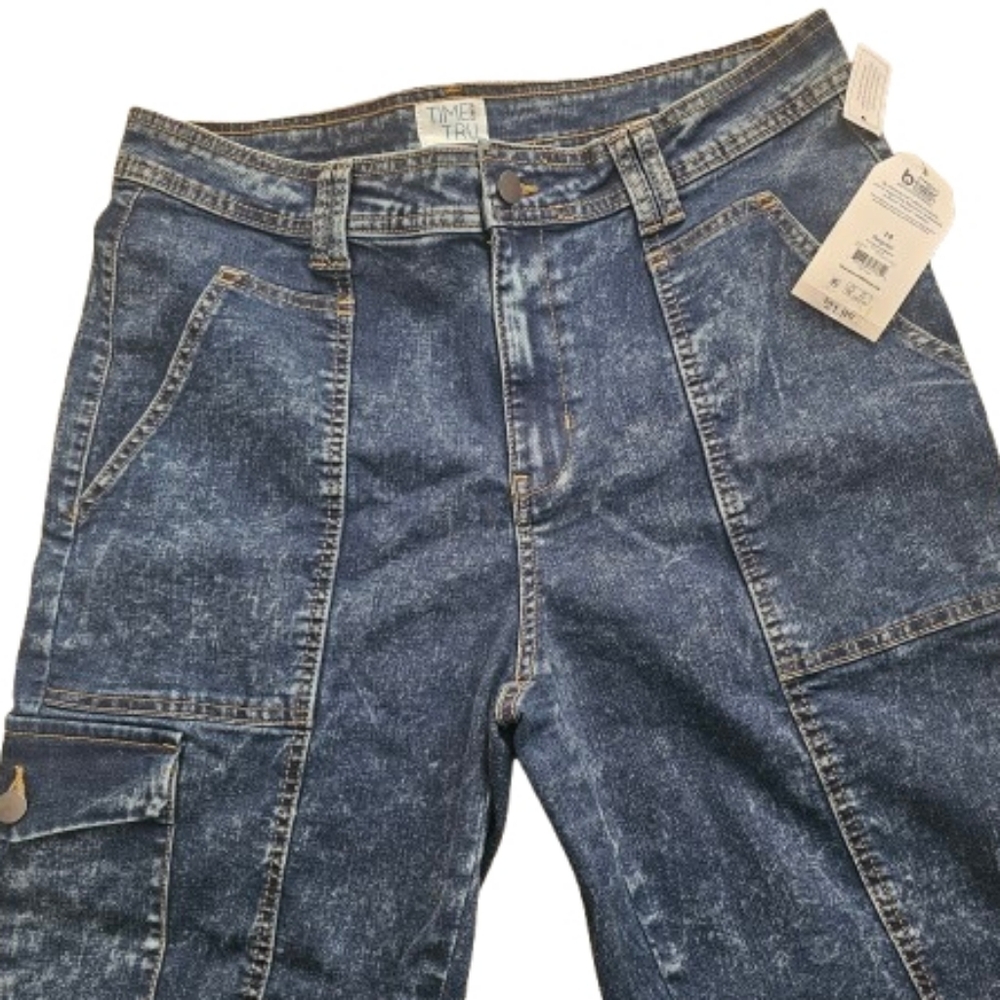Time and Tru Dark Blue Acid Wash Denim High Rise Utility Jeans. NWTTime and Tru - Picture 3 of 10